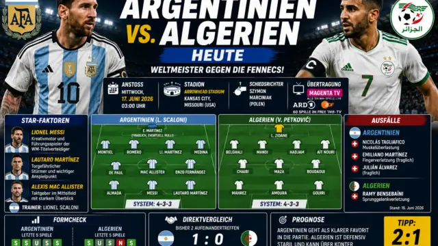 Argentinien Algerien heute: Übertragung & Aufstellung