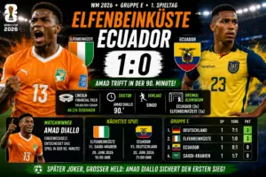Elfenbeinküste Ecuador Ergebnis: 1:0 durch späten Amad-Joker