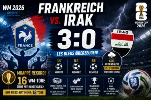 Frankreich Irak Ergebnis: 3:0, Mbappé-Doppelpack
