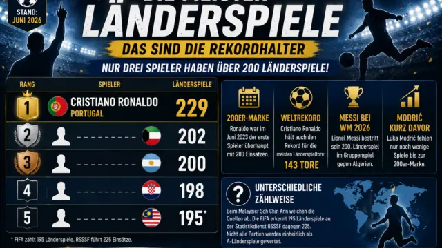 Die meisten Länderspiele: Das sind die Rekordhalter