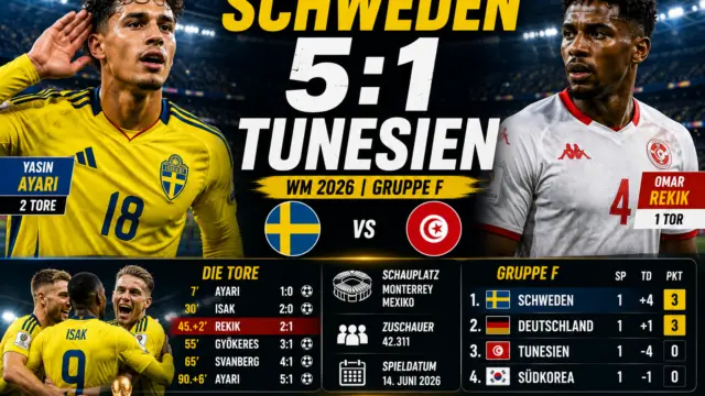 Schweden Tunesien Ergebnis: 5:1 – Ayari-Doppelpack zum Auftakt