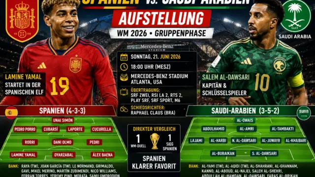 Spanien Saudi-Arabien Aufstellung: WM-Spiel in Atlanta