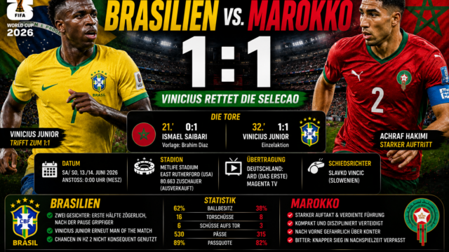 Brasilien Marokko 1:1: Vinicius rettet die Selecao