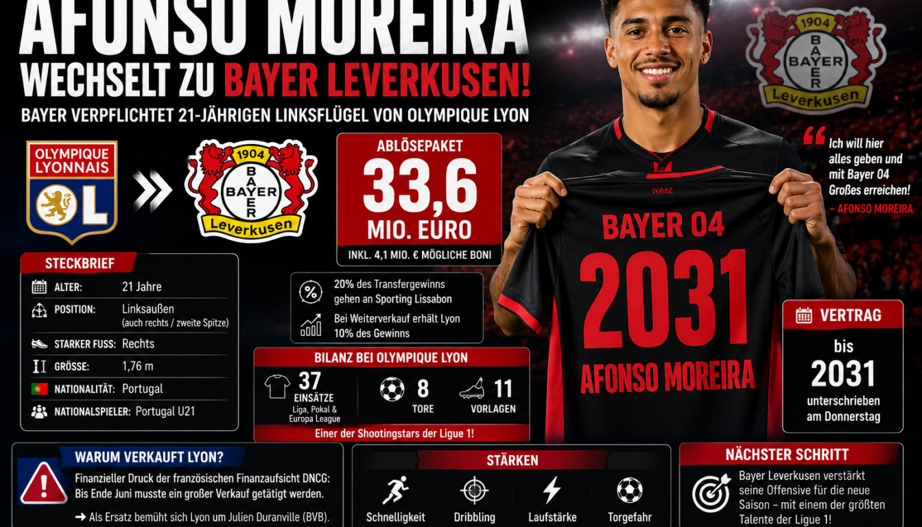 Afonso Moreira zu Bayer Leverkusen: 33,6 Mio Ablöse