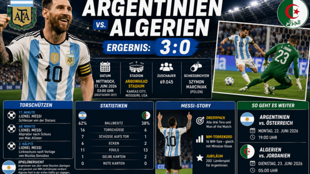 Argentinien Algerien Ergebnis: 3:0 dank Messi-Dreierpack