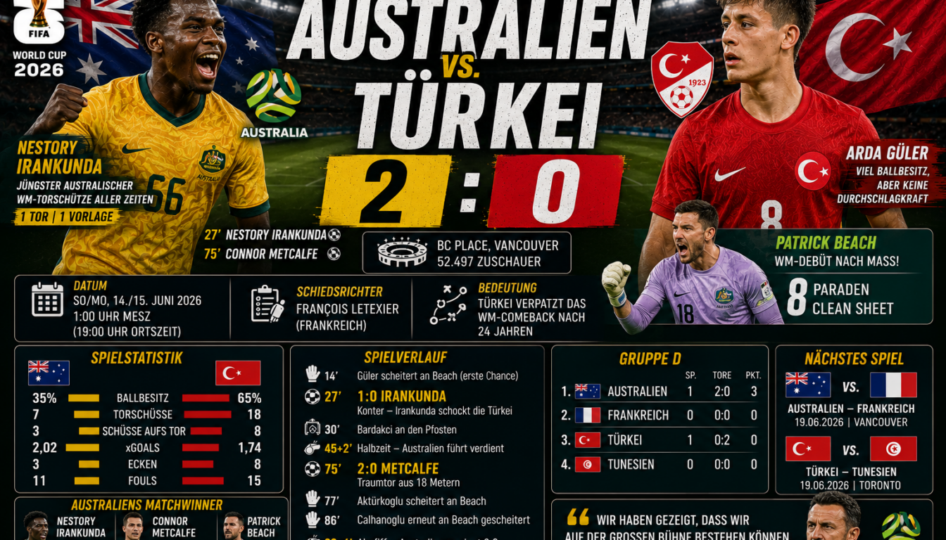 Australien Türkei Ergebnis: Socceroos gewinnen 2:0