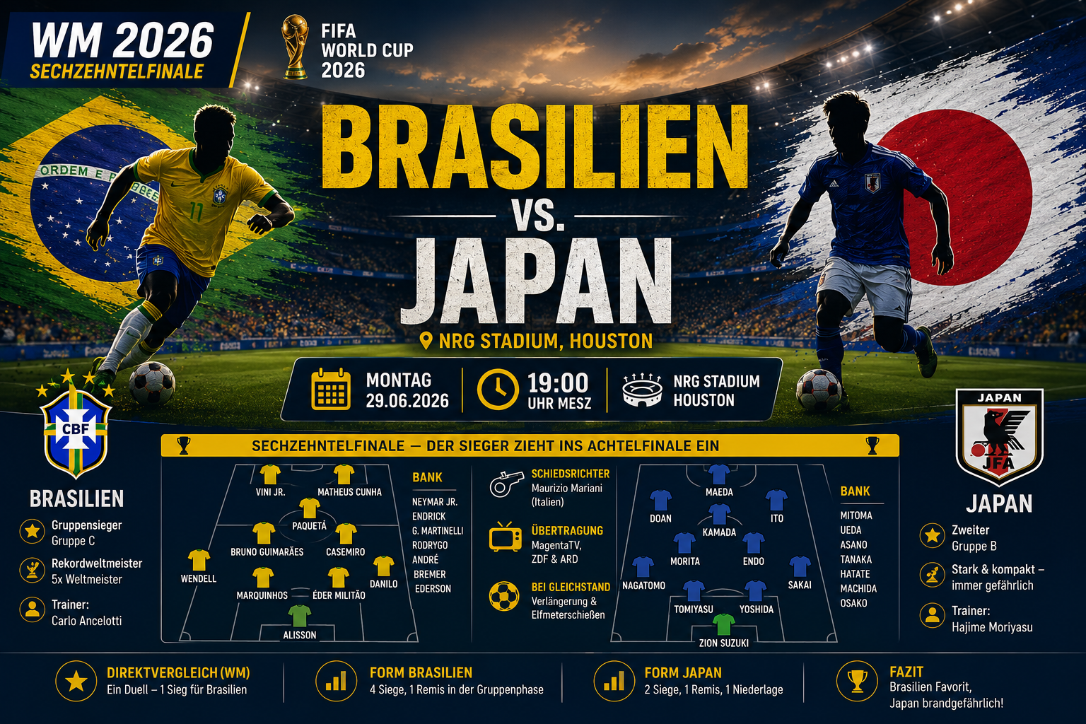Brasilien Japan WM 2026: Aufstellung & Vorschau
