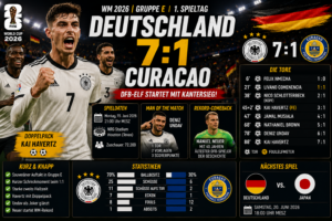 Deutschland Curacao Ergebnis: 7:1 zum WM-Auftakt