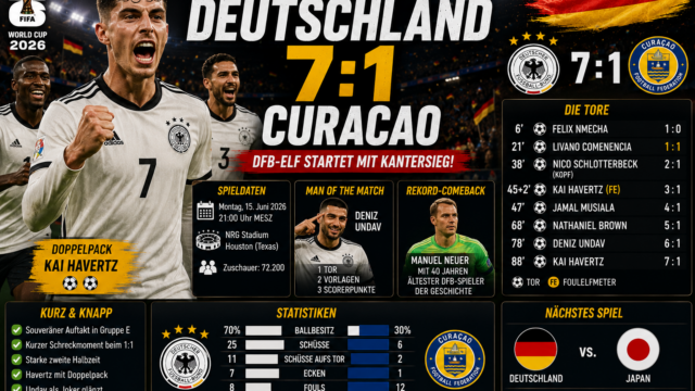 Deutschland Curacao Ergebnis: 7:1 zum WM-Auftakt