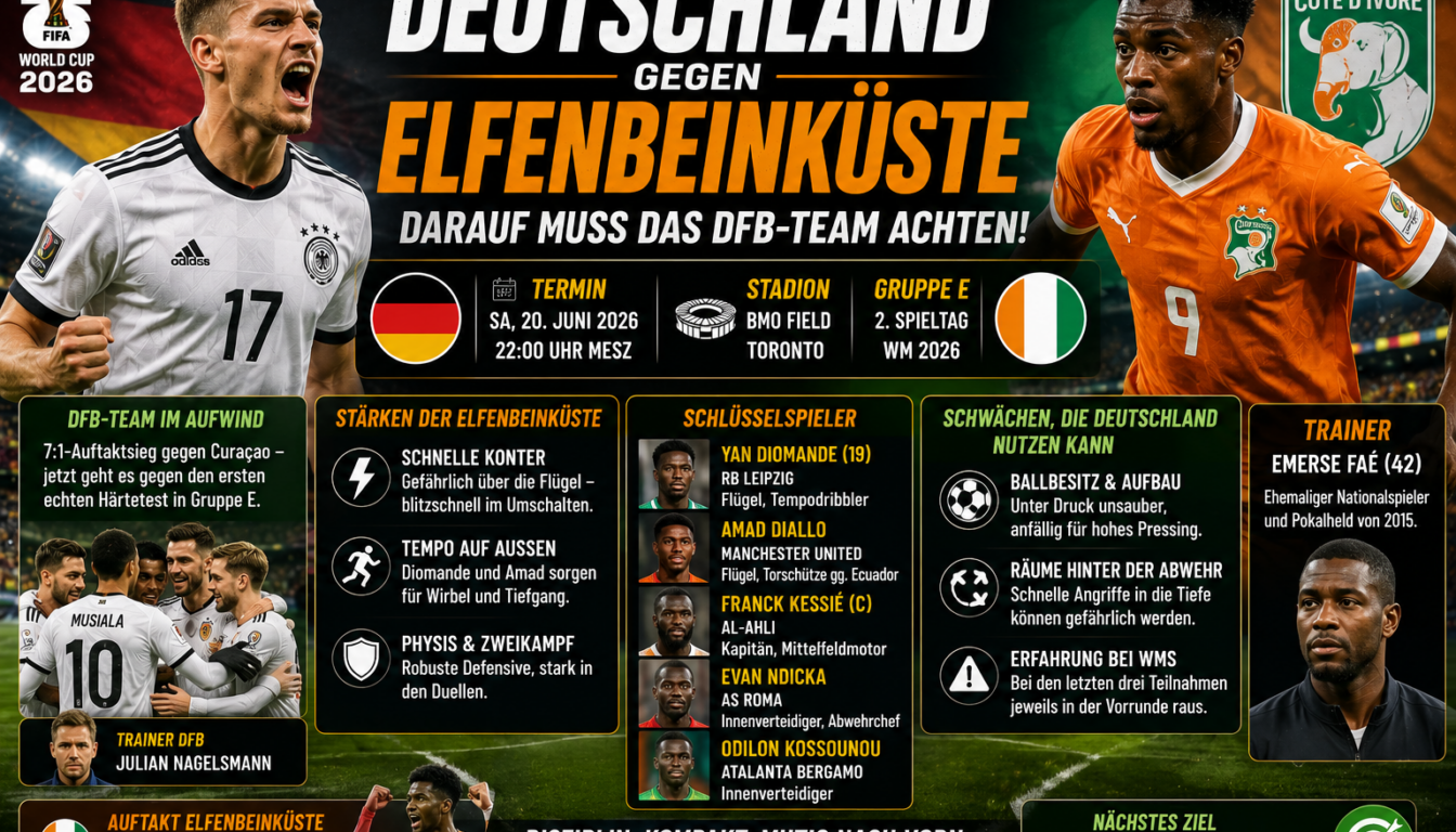 Deutschland gegen Elfenbeinküste: Darauf muss das DFB-Team achten