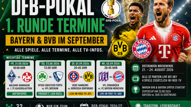 DFB-Pokal 1. Runde Termine: Bayern & BVB im September
