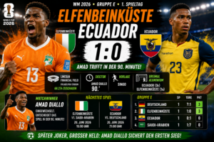 Elfenbeinküste Ecuador Ergebnis: 1:0 durch späten Amad-Joker