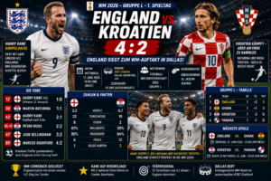 England Kroatien Ergebnis 4:2: WM-Auftakt 2026