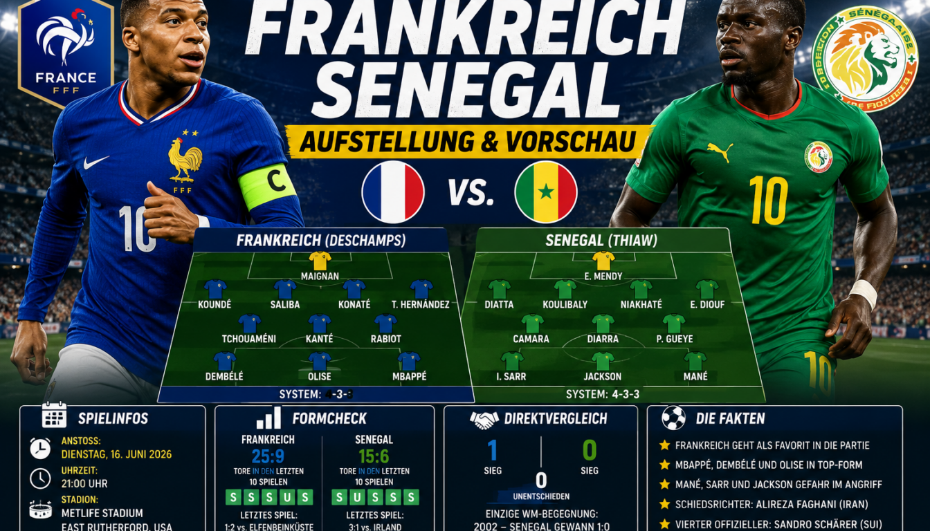Frankreich Senegal Aufstellung: Vorschau zum WM-Start
