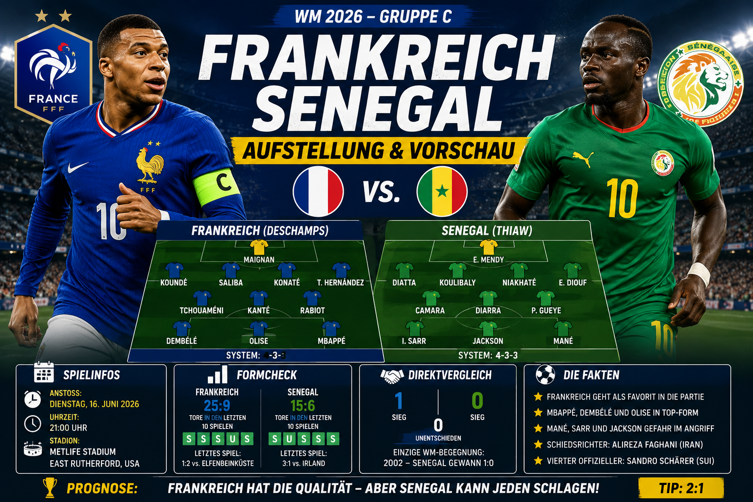 Frankreich Senegal Aufstellung: Vorschau zum WM-Start