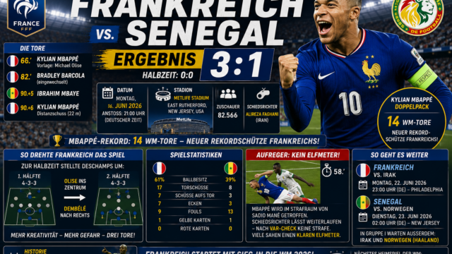 Frankreich Senegal Ergebnis: 3:1 – Mbappé-Doppelpack