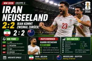 Iran Neuseeland Ergebnis: 2:2 dank Rezaeian