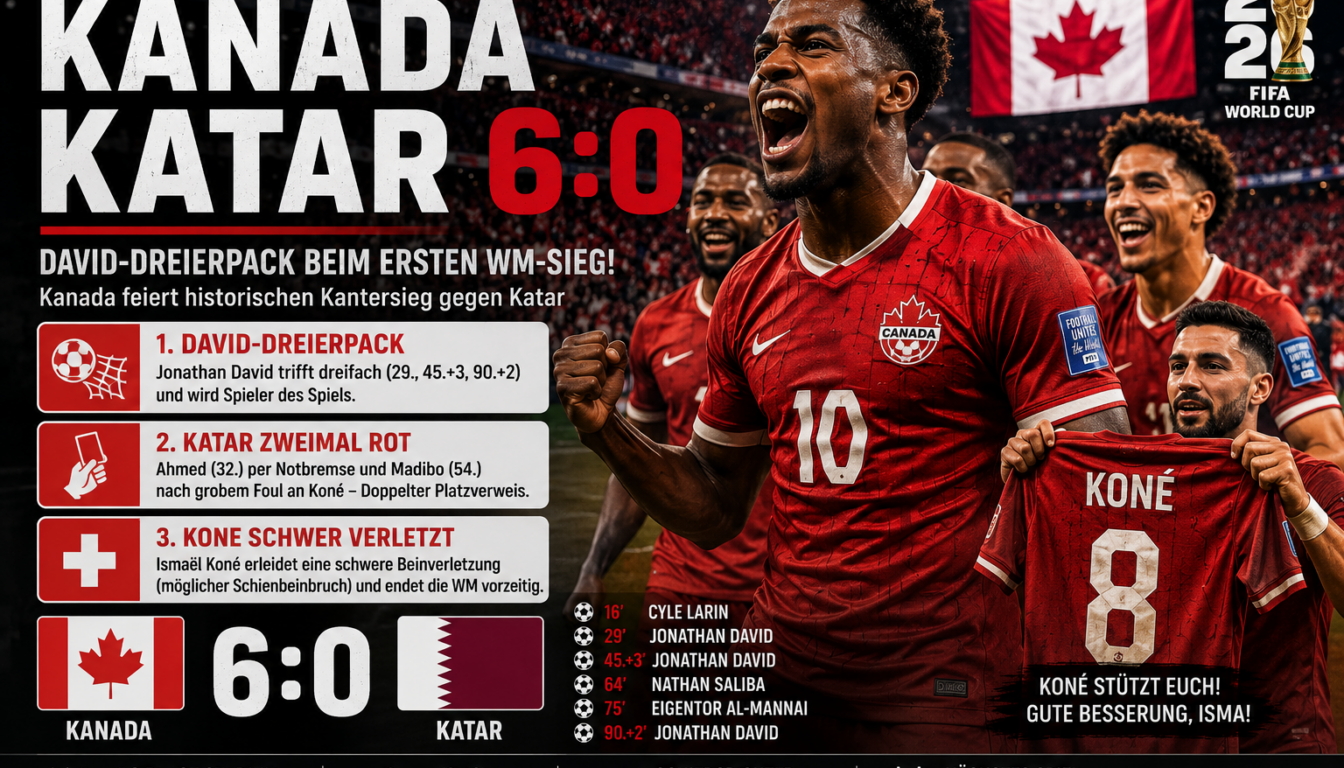 Kanada Katar 6:0: David-Dreierpack bei der WM 2026