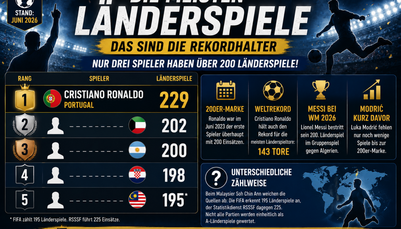 Die meisten Länderspiele: Das sind die Rekordhalter