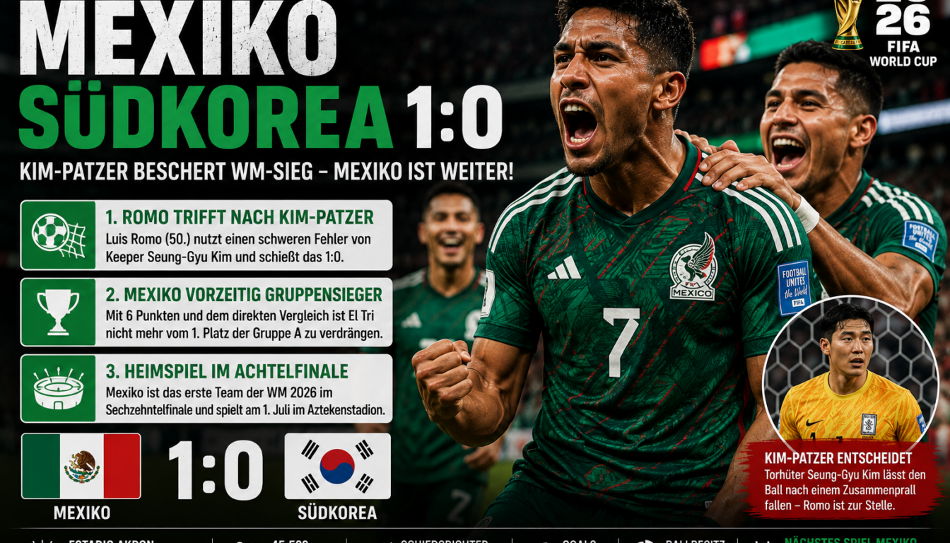 Mexiko Südkorea 1:0: Kim-Patzer beschert WM-Sieg