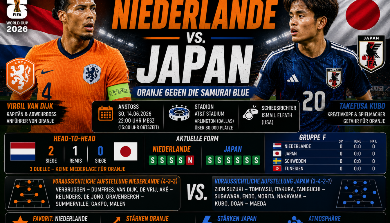 Niederlande Japan: Favorit Oranje gegen die Samurai Blue