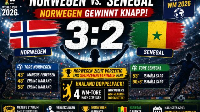 Norwegen Senegal Ergebnis: 3:2, Haaland-Doppelpack