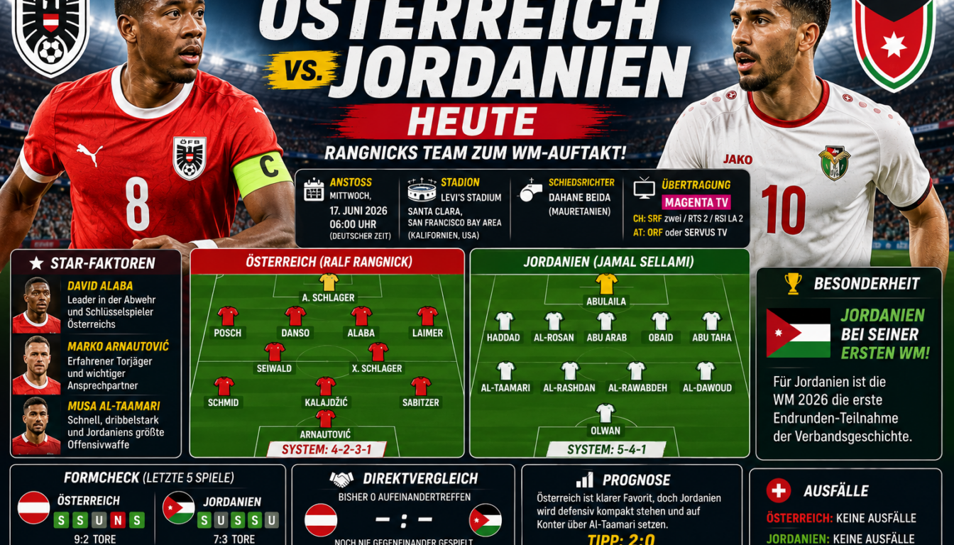 Österreich Jordanien heute: Übertragung & Aufstellung