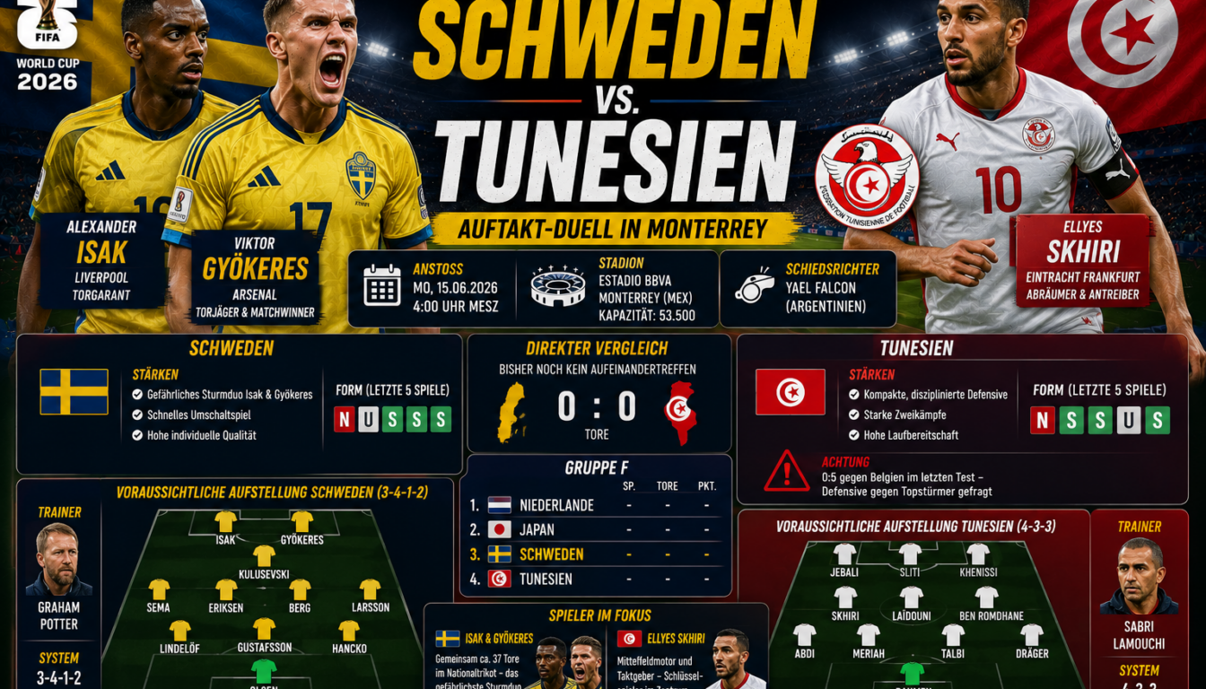 Schweden Tunesien: Isak und Gyökeres vor dem WM-Auftakt
