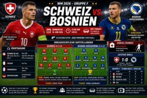 Schweiz Bosnien Aufstellung & Übertragung: WM 2026