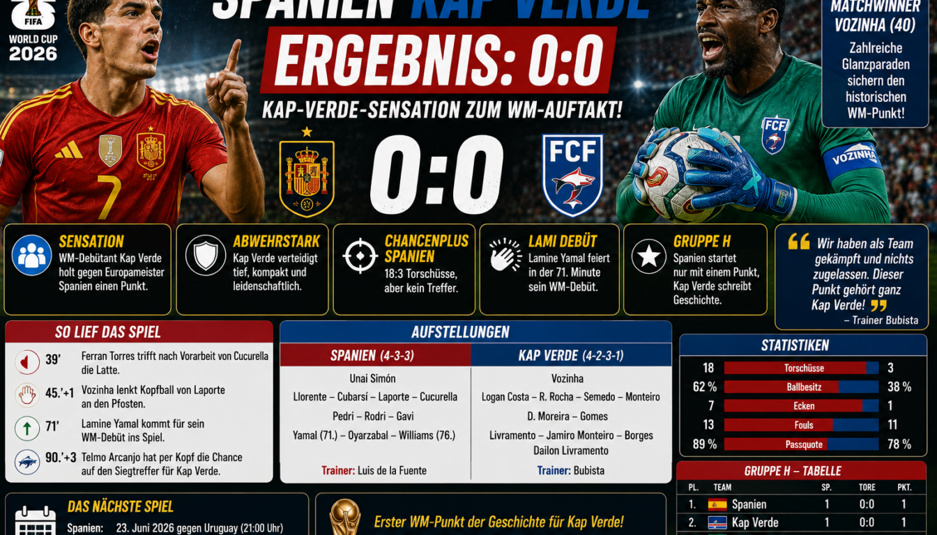 Spanien Kap Verde Ergebnis: 0:0 – die Kap-Verde-Sensation