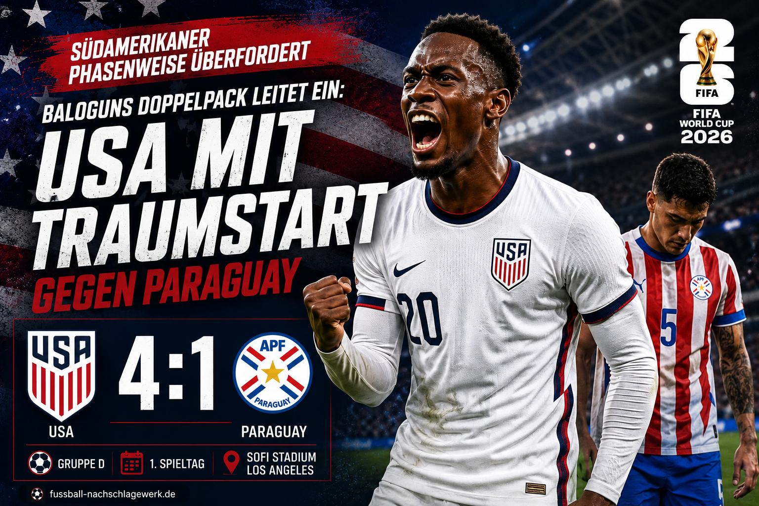 USA gegen Paraguay: 4:1 – Traumstart ins Heim-Turnier