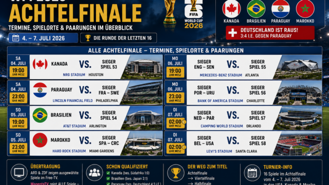 WM 2026 Achtelfinale: Termine, Spielorte & Paarungen