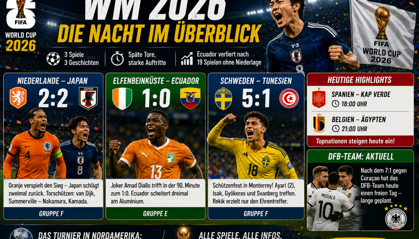 WM 2026: Japan ärgert Oranje, Elfenbeinküste jubelt spät