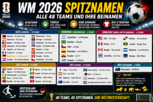 WM 2026 Spitznamen: Alle 48 Teams und ihre Beinamen