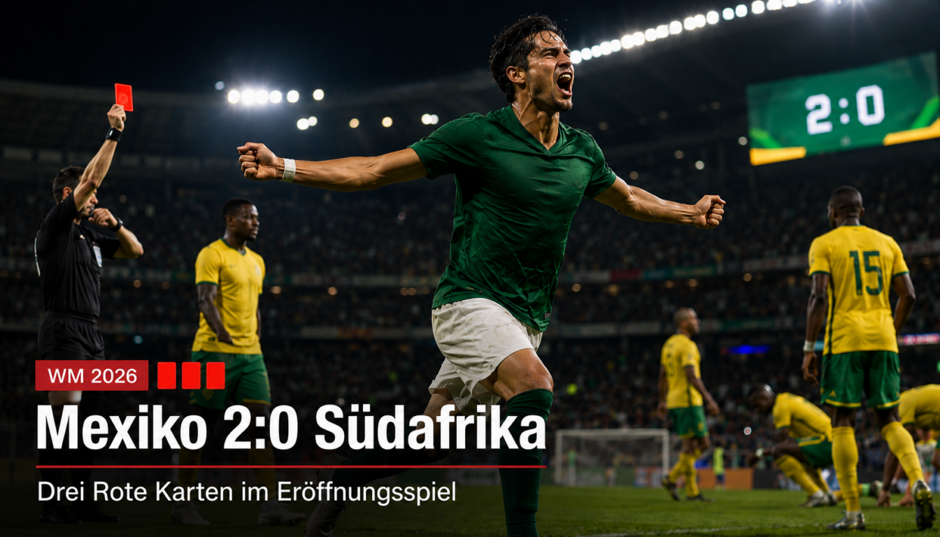 WM Eröffnungsspiel: Mexiko siegt 2:0 – drei Rote Karten
