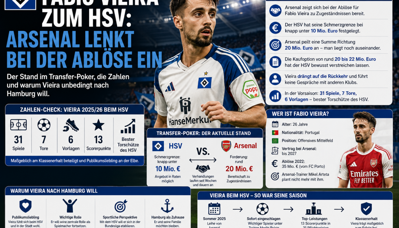 Fabio Vieira zum HSV: Arsenal lenkt bei der Ablöse ein
