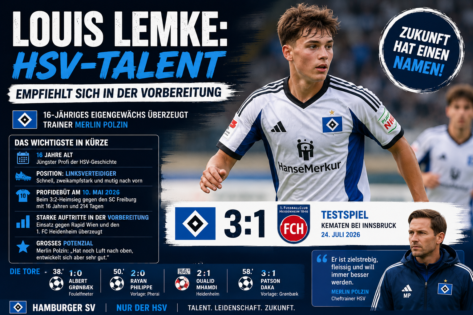 Louis Lemke: HSV-Talent empfiehlt sich in der Vorbereitung