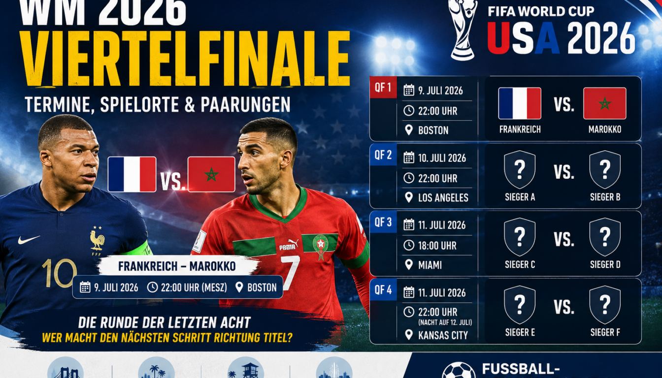 WM 2026 Viertelfinale: Termine, Spielorte & Paarungen
