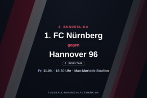 1. FC Nürnberg – Hannover 96: Freitagsspiel am 5. Spieltag der 2. Bundesliga