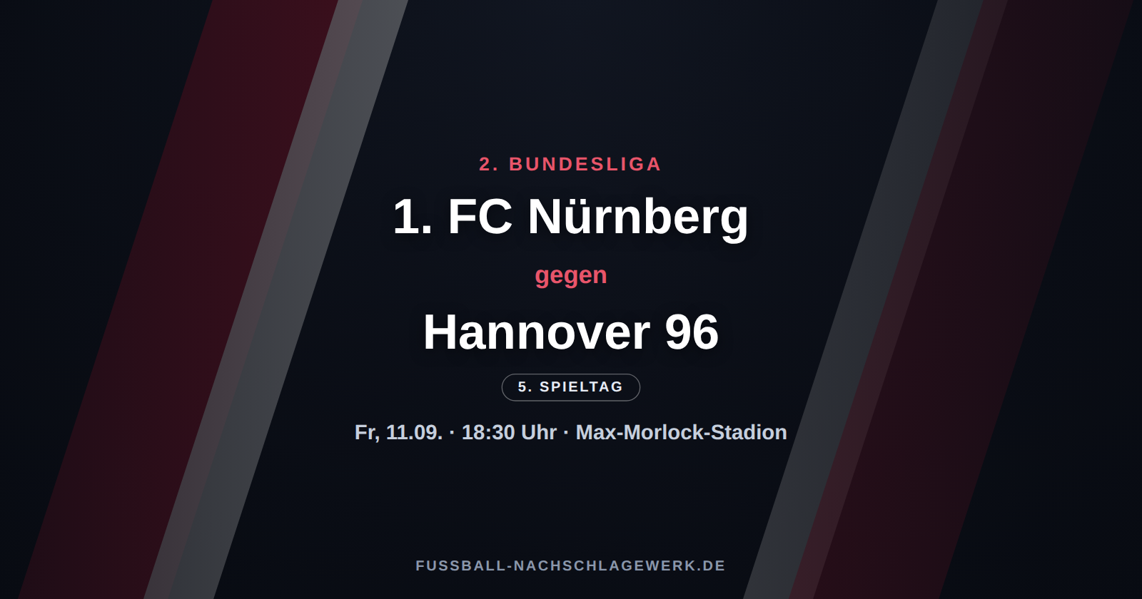 1. FC Nürnberg – Hannover 96: Freitagsspiel am 5. Spieltag der 2. Bundesliga