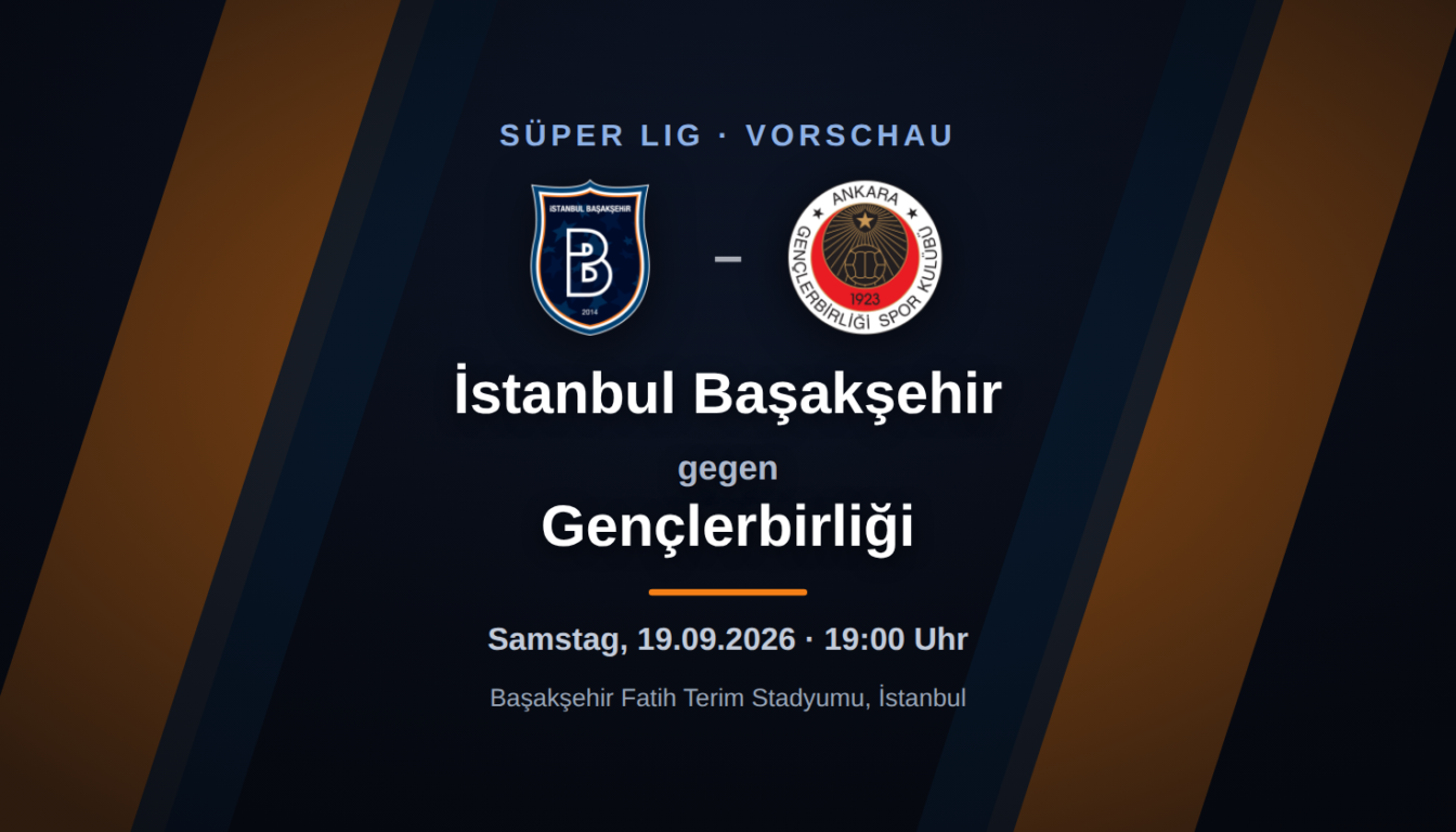İstanbul Başakşehir – Gençlerbirliği: Vorschau, Form & Prognose zum Süper Lig-Spieltag