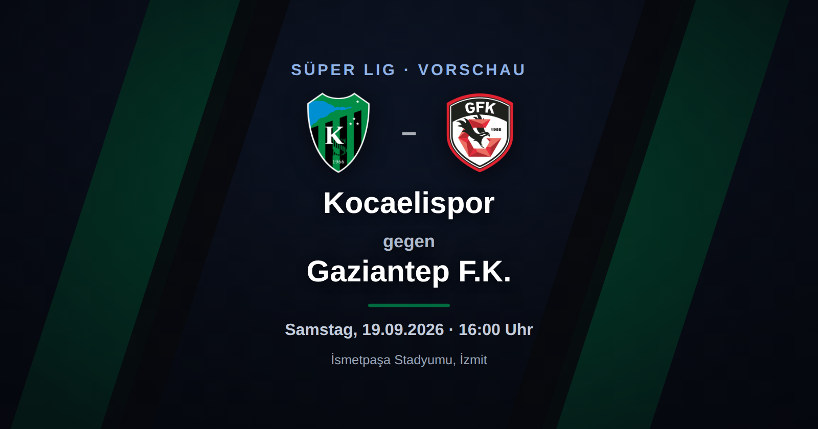 Kocaelispor – Gaziantep F.K.: Vorschau, Form & Prognose zum Süper Lig-Spieltag