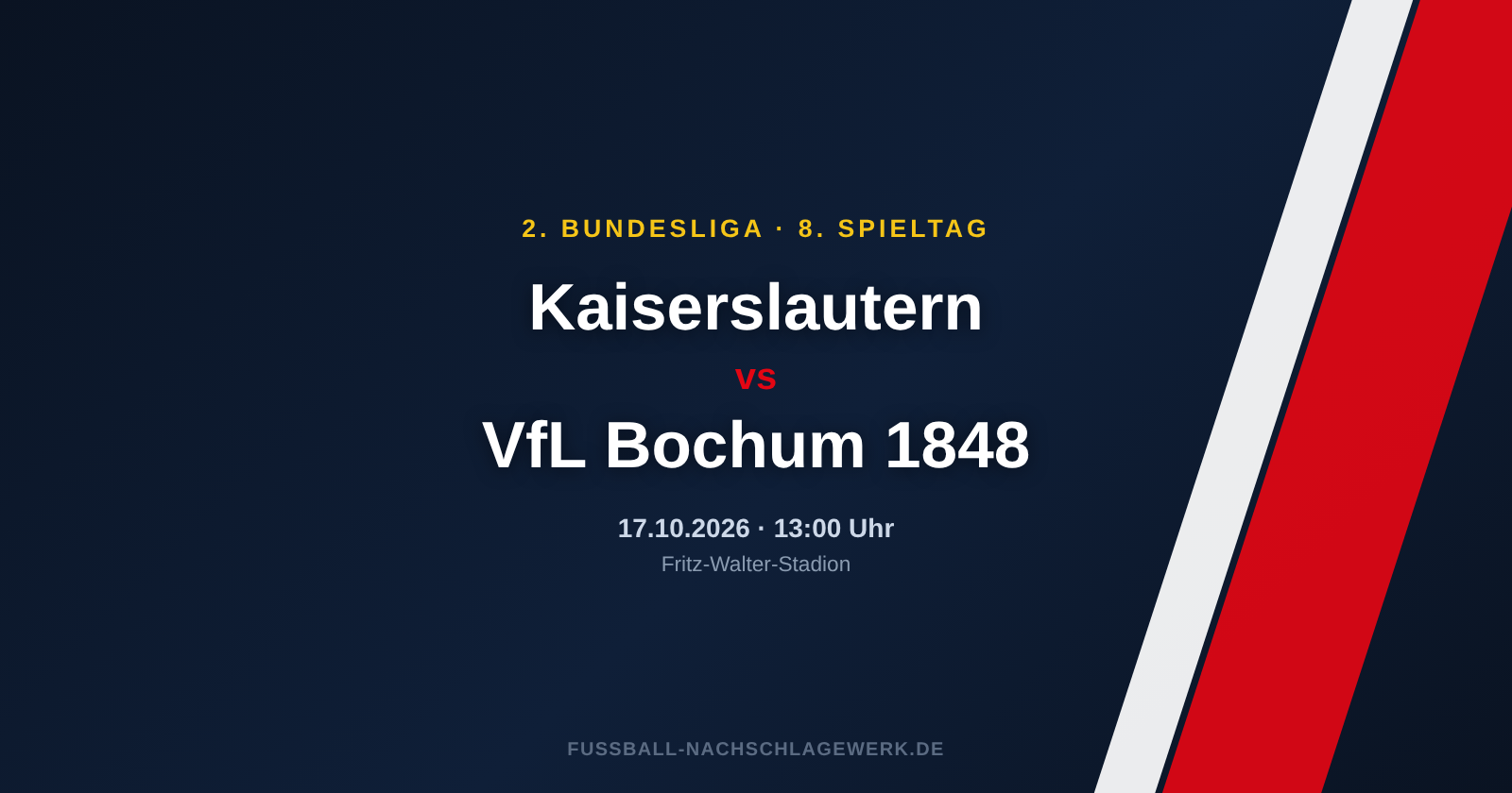 Kaiserslautern – VfL Bochum 1848: Spieltagsvorschau zum 8. Spieltag der 2. Bundesliga