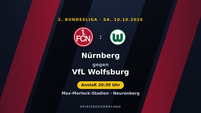 Nürnberg – Wolfsburg: Spitzenspiel um die oberen Plätze | 2. Bundesliga